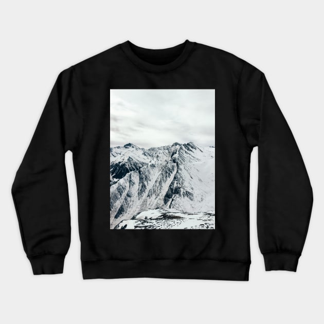 Mountains of Switzerland - White Alps on Overcast Winter Day Crewneck Sweatshirt by visualspectrum